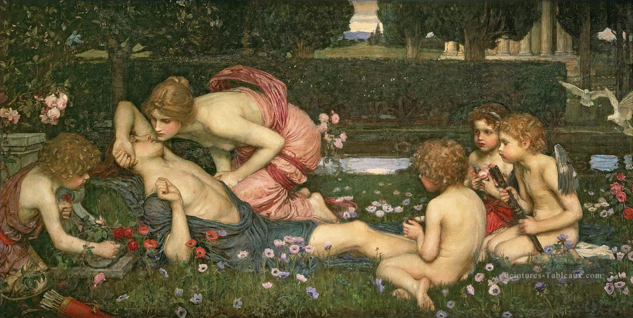 L’éveil d’Adonis femme grecque John William Waterhouse Peintures à l'huile